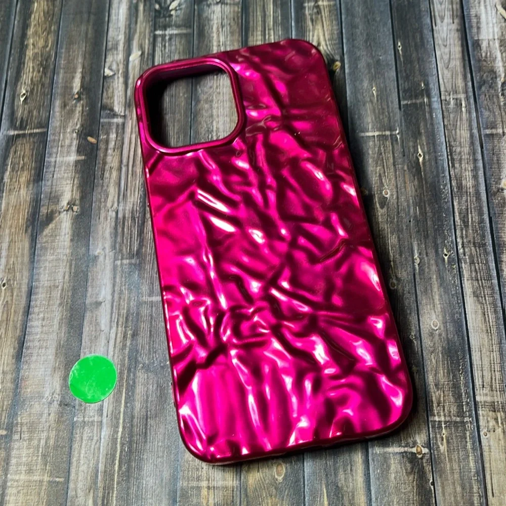 5for$10 Hot Pink iPhone 13 Pro Max Phone Case Cute 3D Tin Foil Luxury Phone Case